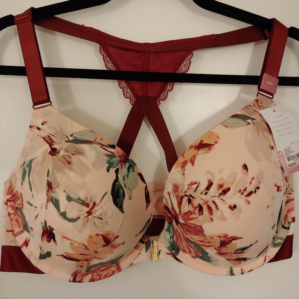 Pink floral racerback bra